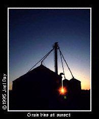 Grain bins at Sunset near West Chester, Pennsylvania.
