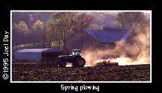 Spring Plowing on hilly farm near Safe Harbor, Pennsylvania.