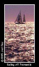 Sailboat sailing in Indian Ocean off the coast of Fremantle, Western Australia.